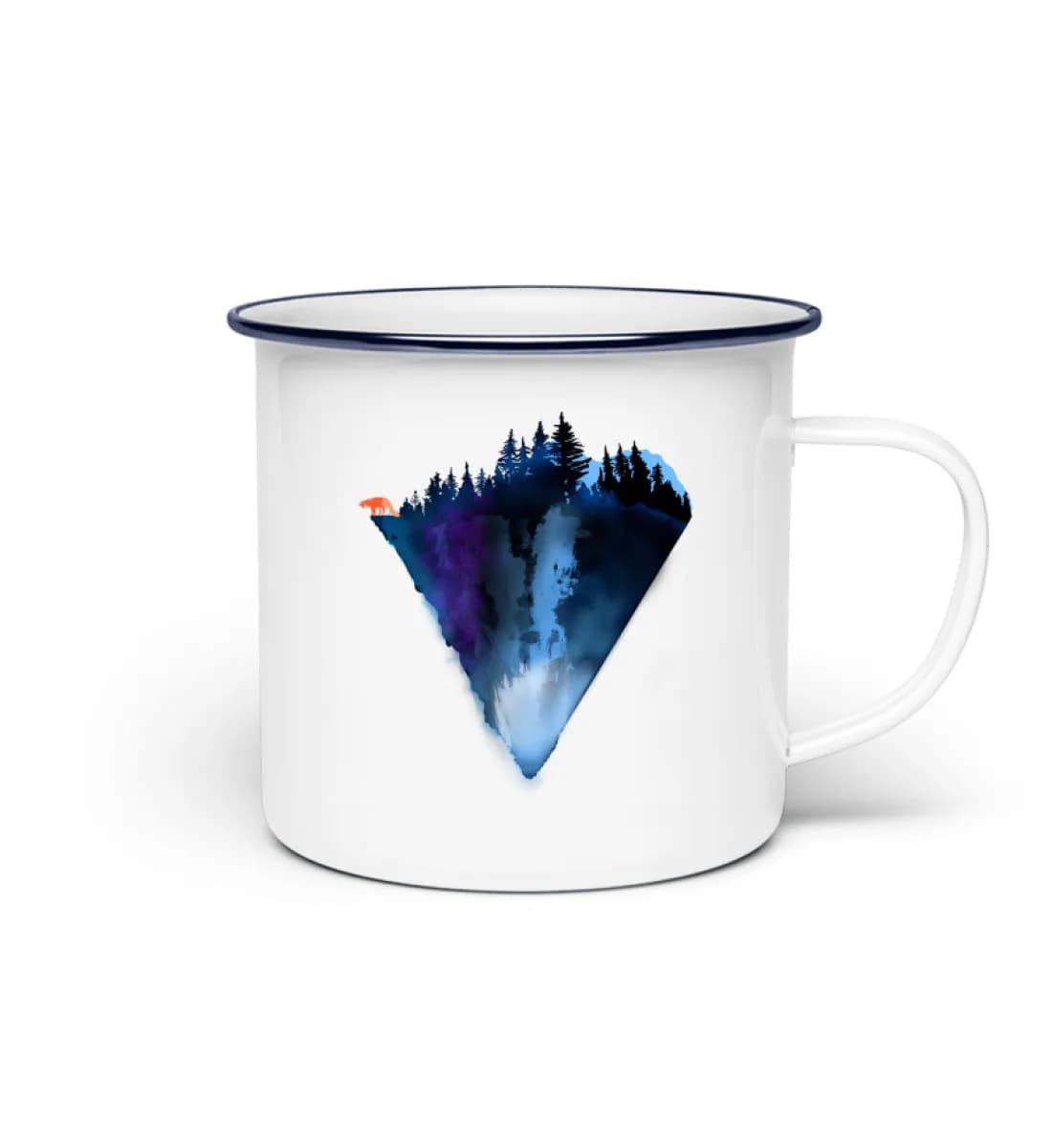Dreiecksberg mit Fuchs - Emaille Tasse 2