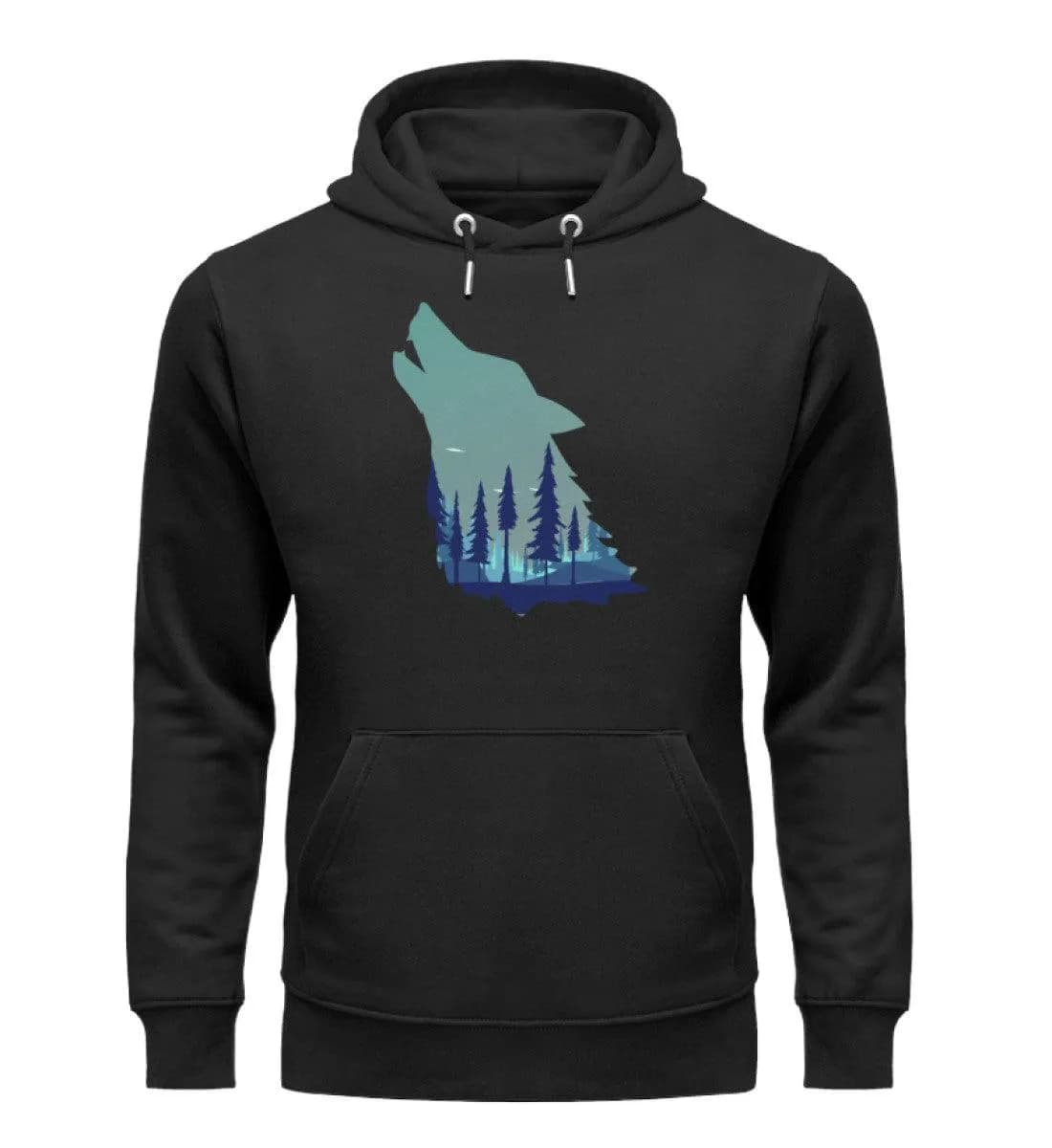 Heulender Wolf mit Wald  - Unisex Premium Bio Hoodie