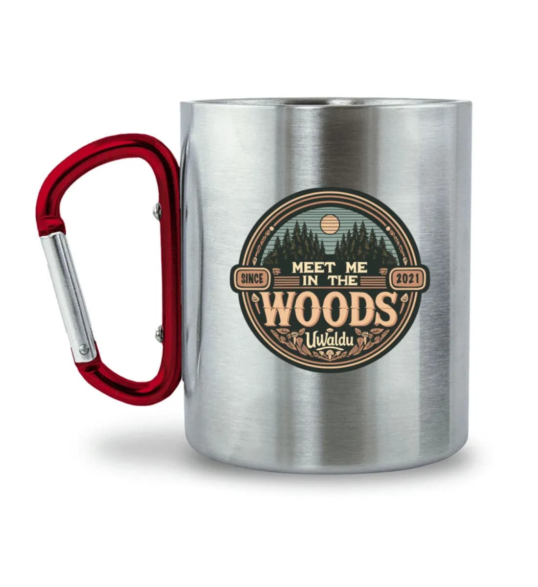 Meet me in the Woods round - Edelstahltasse mit Karabinergriff 2