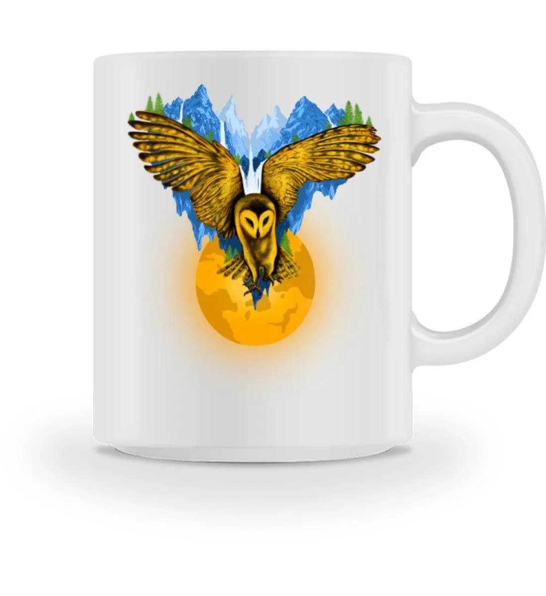 Berge auf fliegender Eule mit Mond - Tasse 2