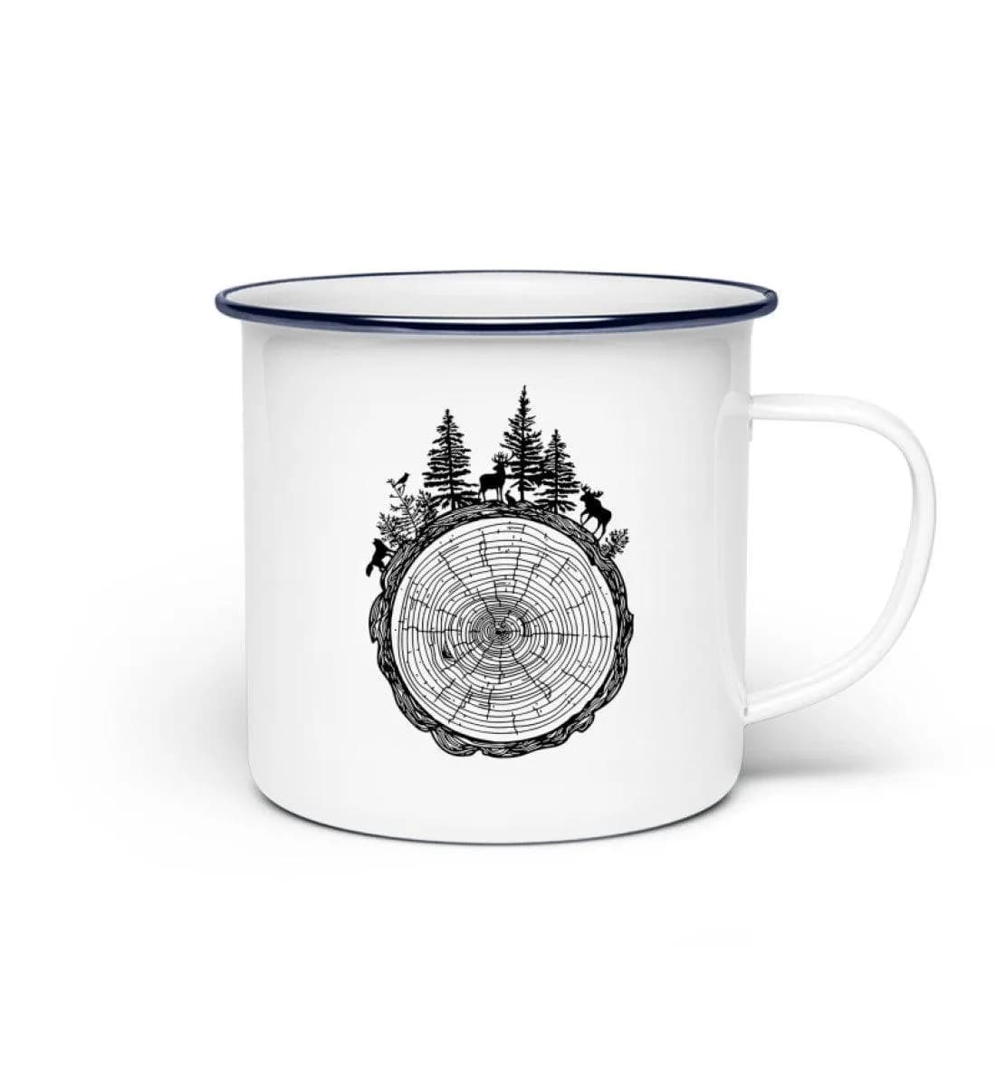 Wald auf Baumquerschnitt - Emaille Tasse 2