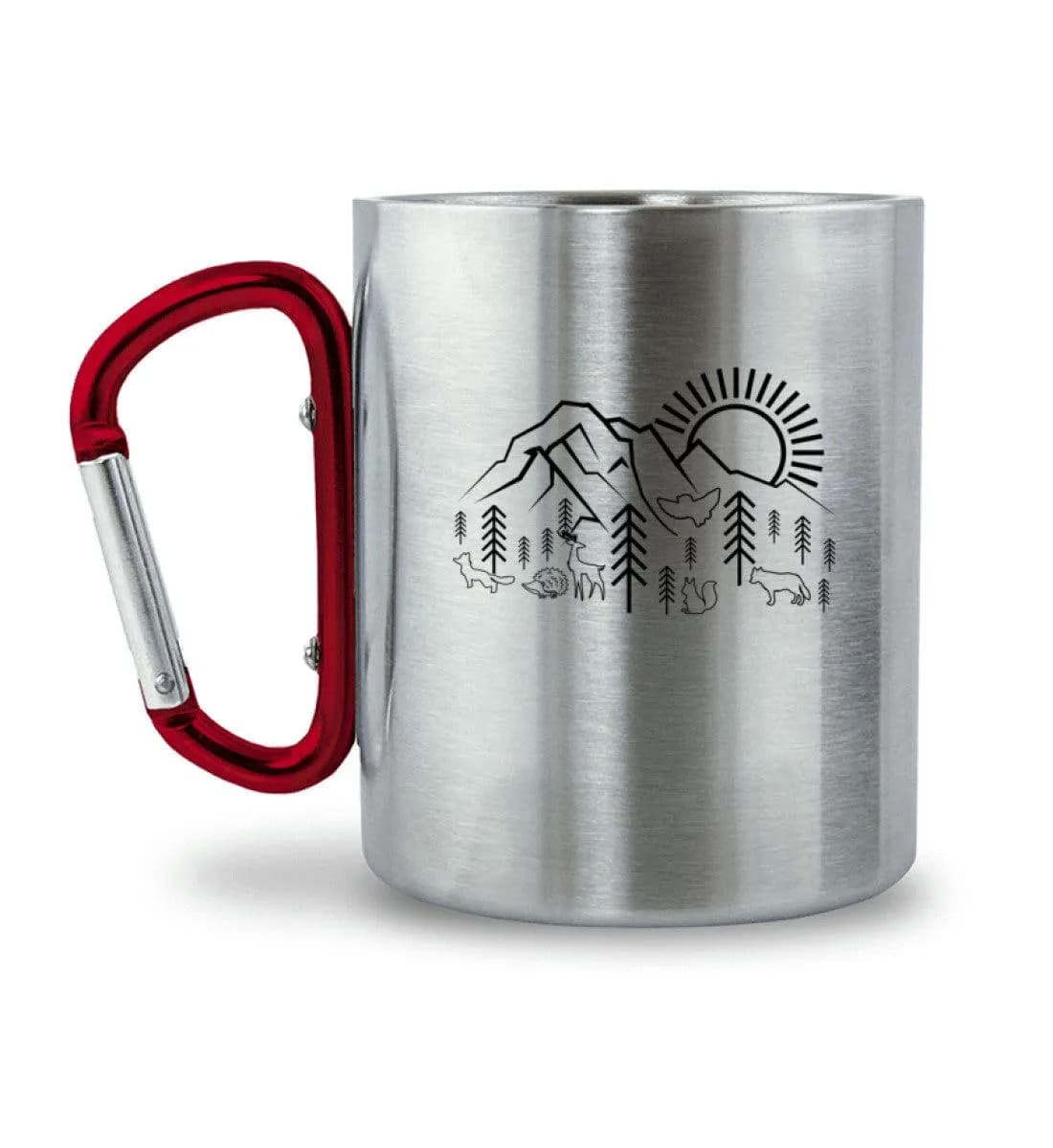 Berge Sonne Tiere - Edelstahltasse mit Karabinergriff 2