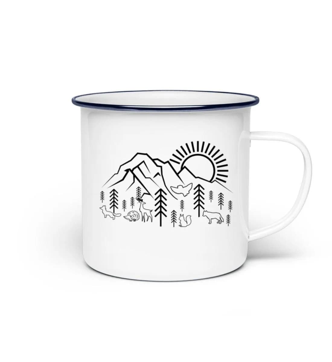 Berge Sonne Tiere - Emaille Tasse 2