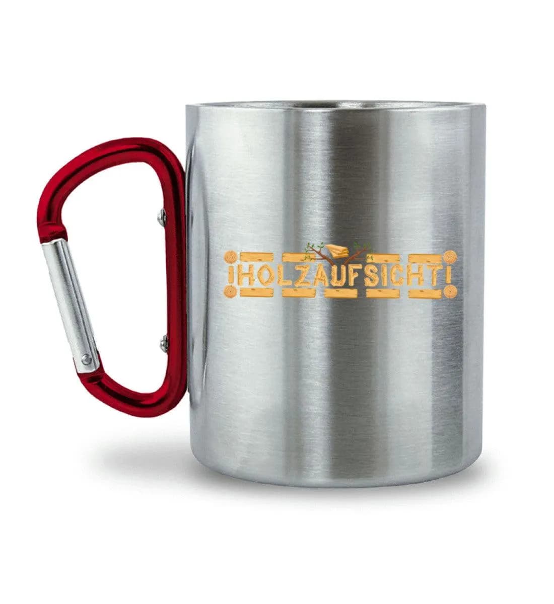 Holzaufsicht - Edelstahltasse mit Karabinergriff 2