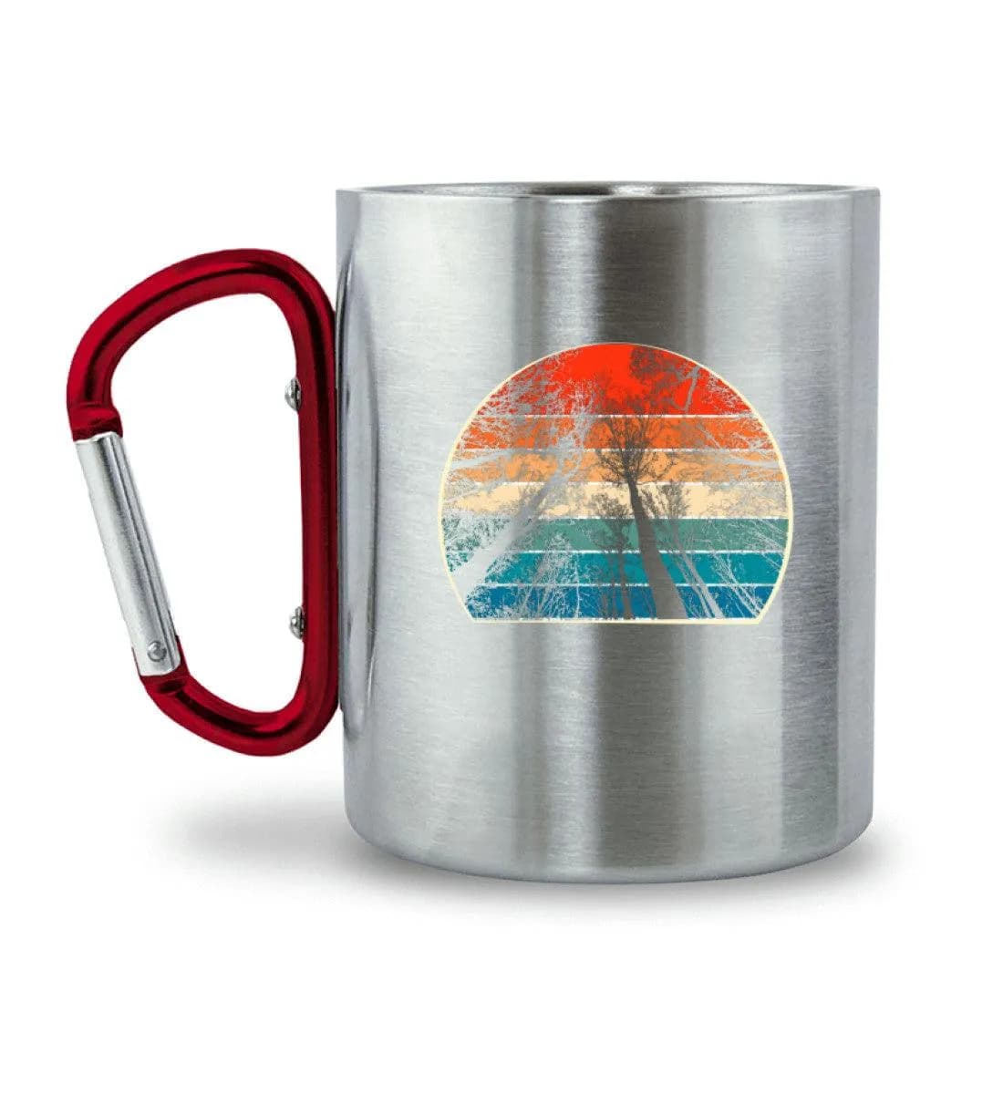 Retro Bäume - Edelstahltasse mit Karabinergriff 2