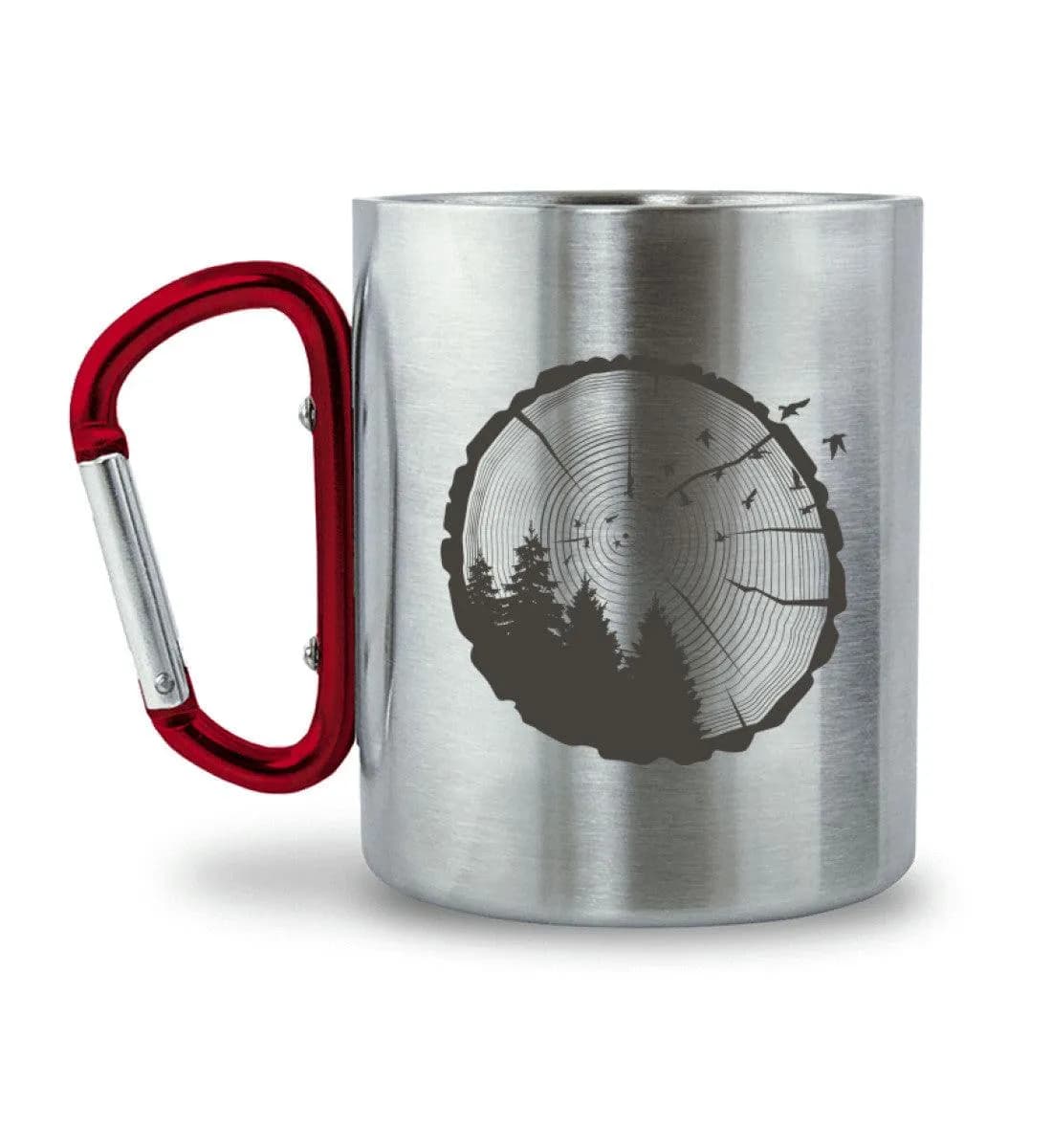 Wald im Stamm - Edelstahltasse mit Karabinergriff 2