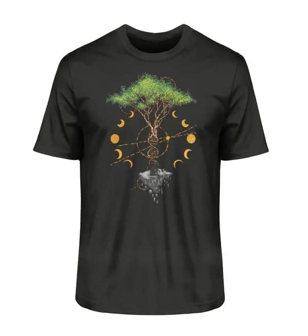 Tree DNA Moon with Man Frontprint - Herren Premium Bio Shirt