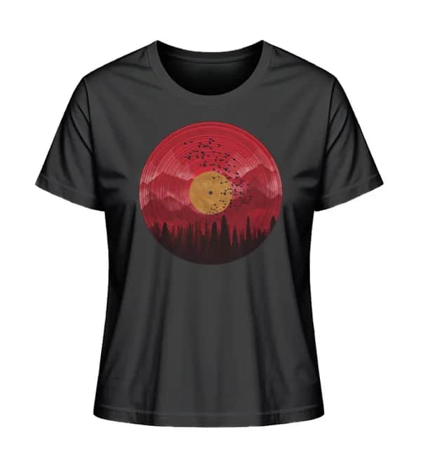 Wald auf Schallplatte rot - Damen Premium Bio Shirt