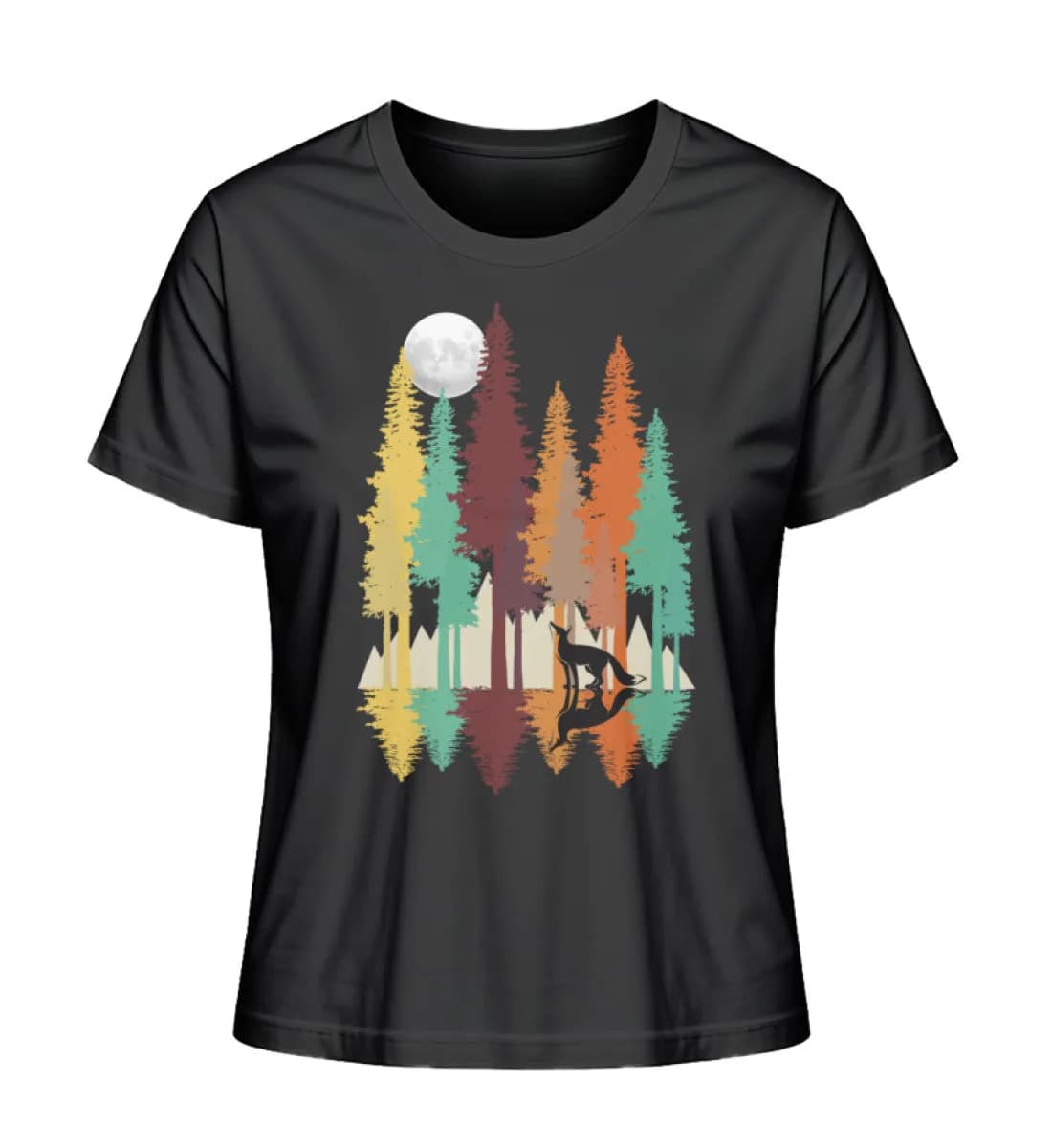 Fuchs im Wald mit Mond - Damen Premium Bio Shirt