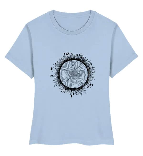 Blumenwiese auf Baumquerschnitt - Damen Premium Bio Shirt