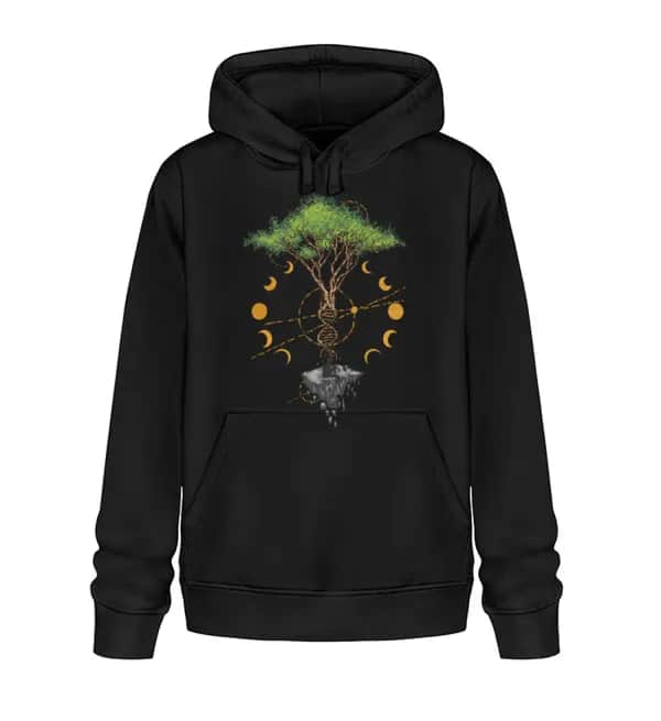 Tree DNA Moon with Man Frontprint - Unisex Basic Bio Hoodie