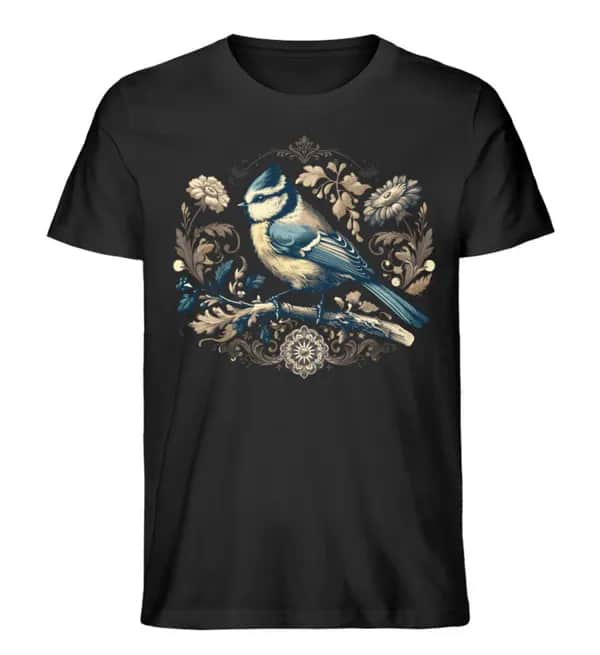 Blaumeise Retroblumen - Herren Premium Bio Shirt