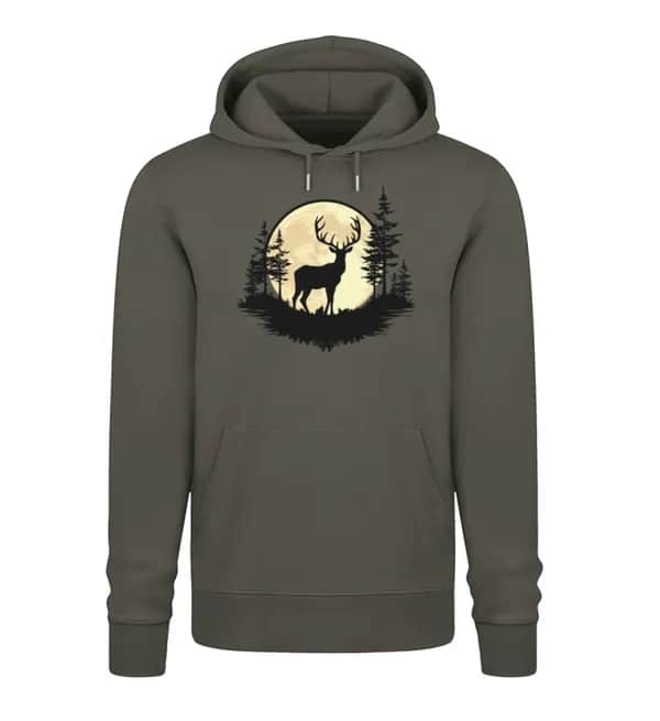 Hirsch im Vollmond - Unisex Premium Bio Hoodie